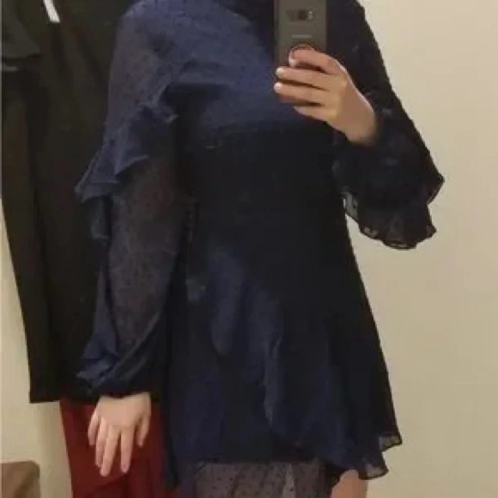 Navy Ruffle Dress - Picture 4 of 4